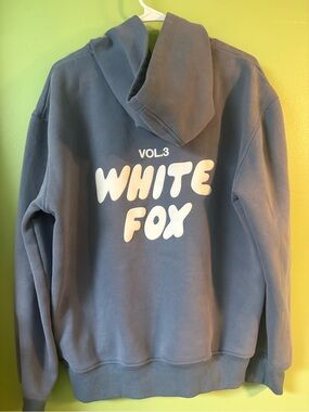 White Fox Boutique Blue Graphic Hoodie with White Logo